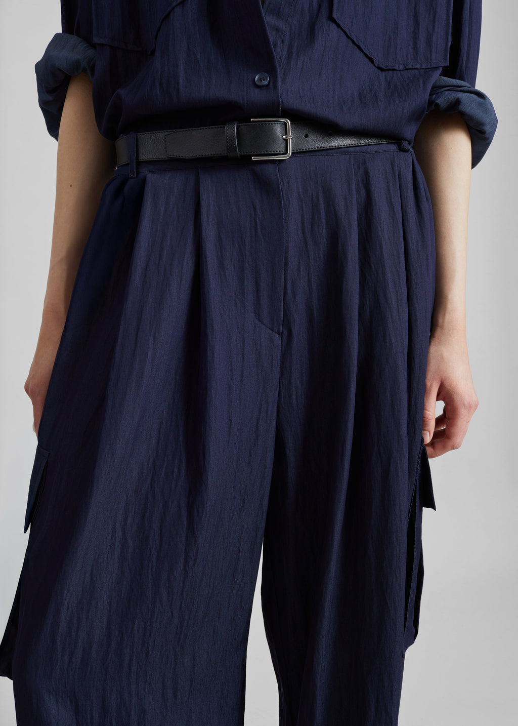 Trevi Textured Cargo Pants - Navy