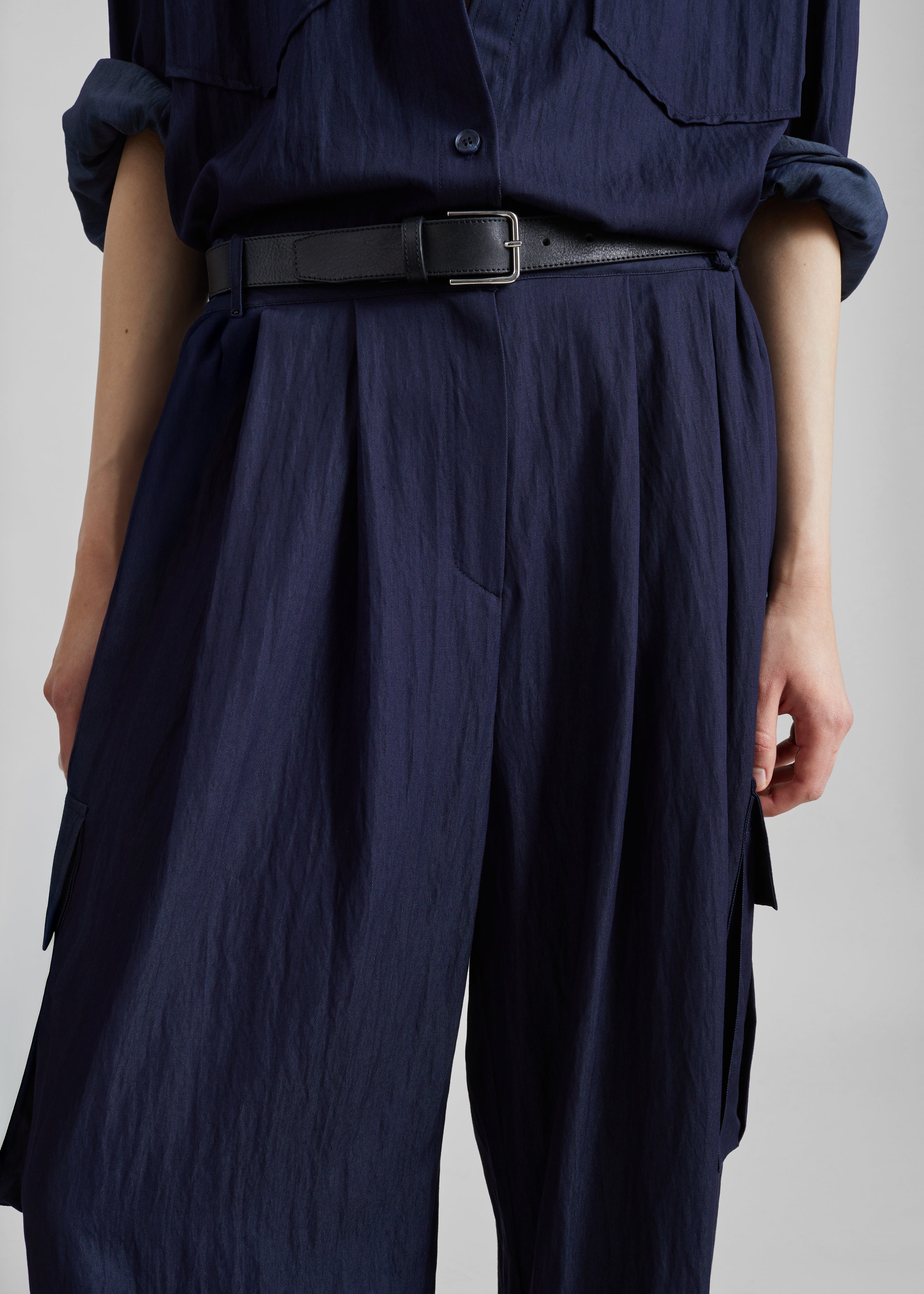 Trevi Textured Cargo Pants - Navy