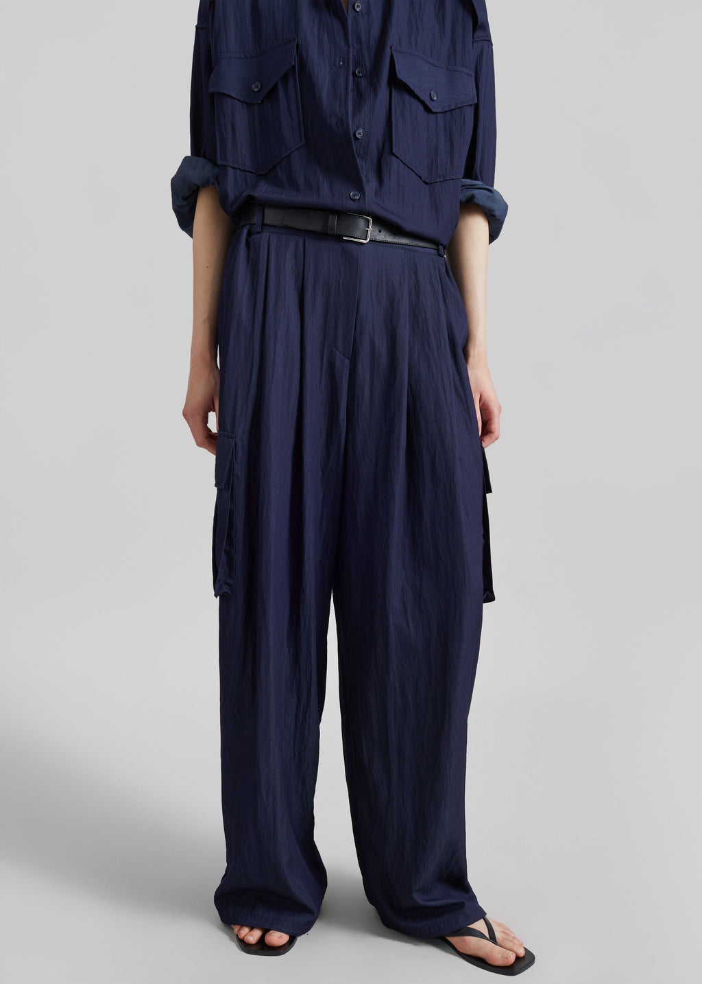 Trevi Textured Cargo Pants - Navy