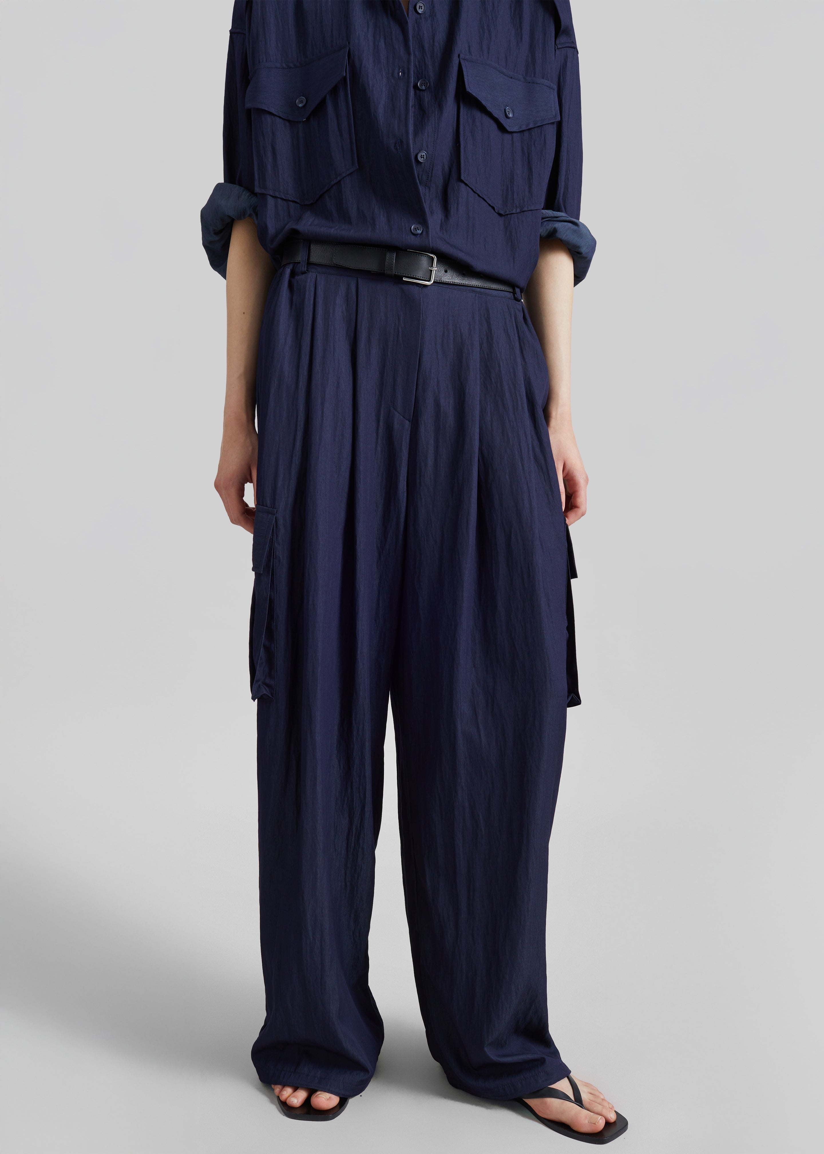 Trevi Textured Cargo Pants - Navy