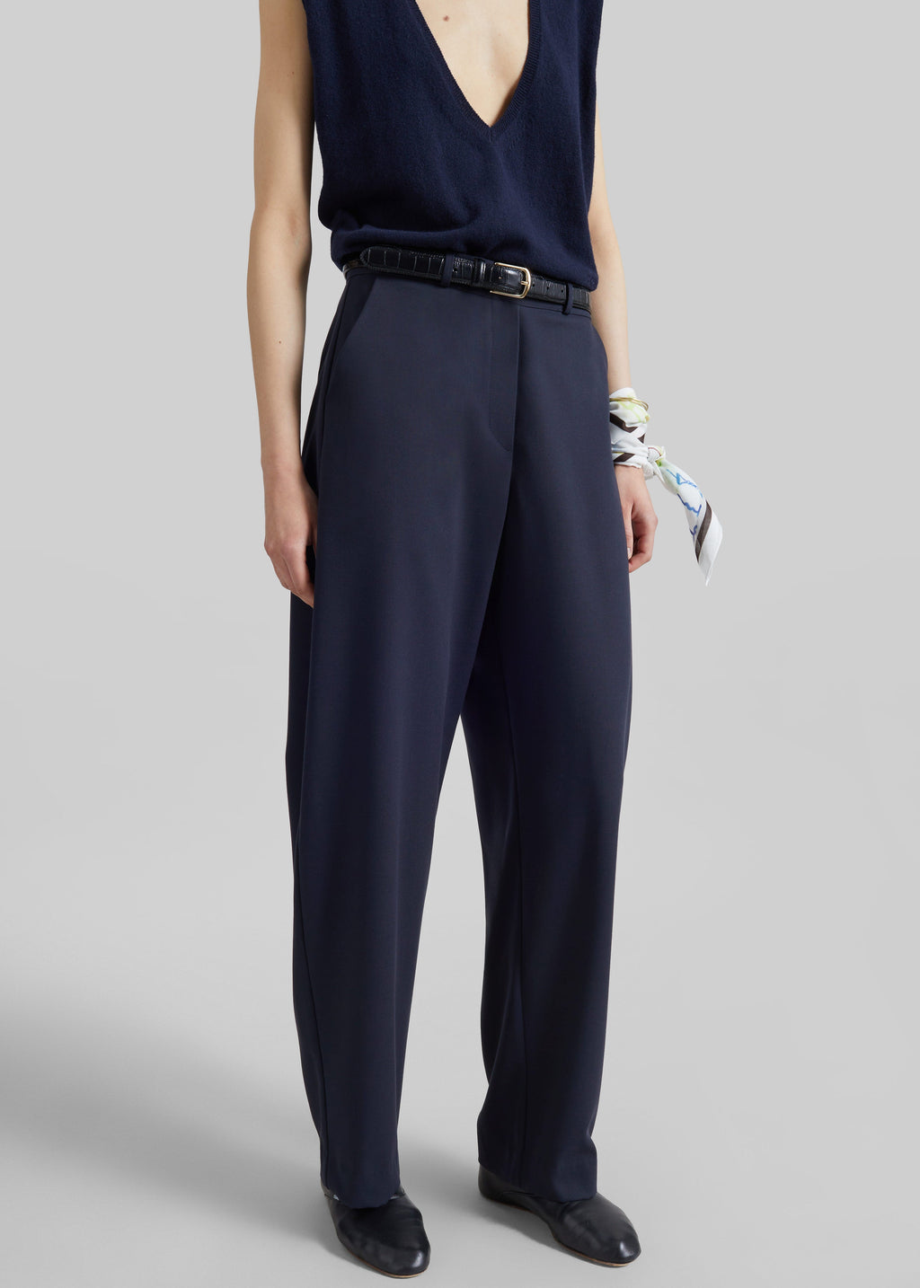 Trofa Curved Trousers - Navy