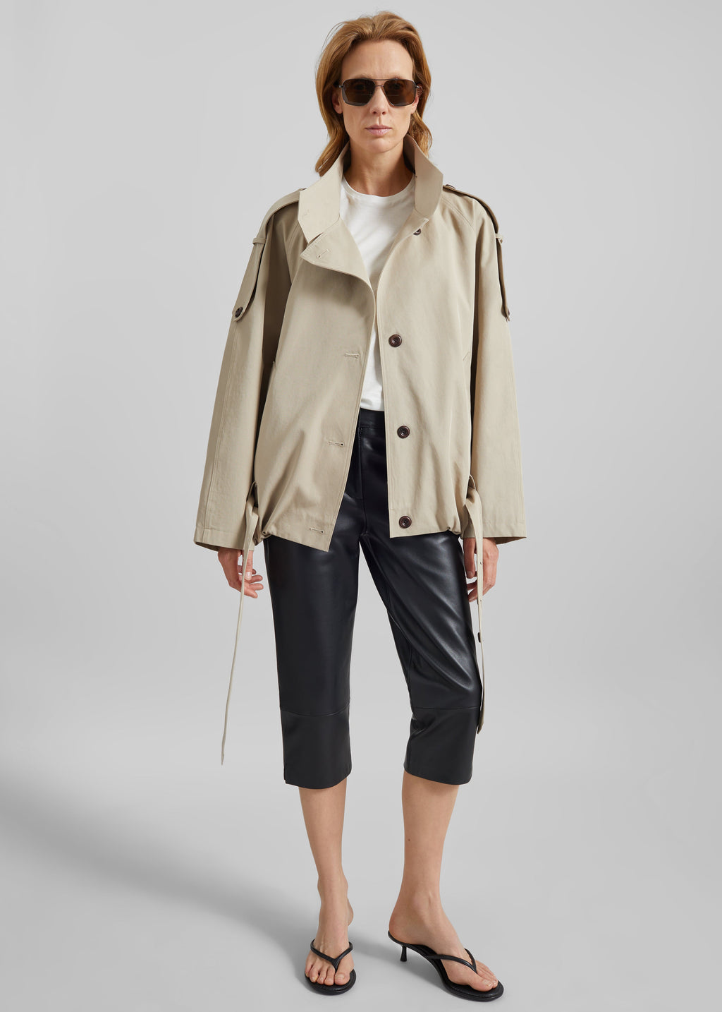 Vallby Belted Short Trench - Beige
