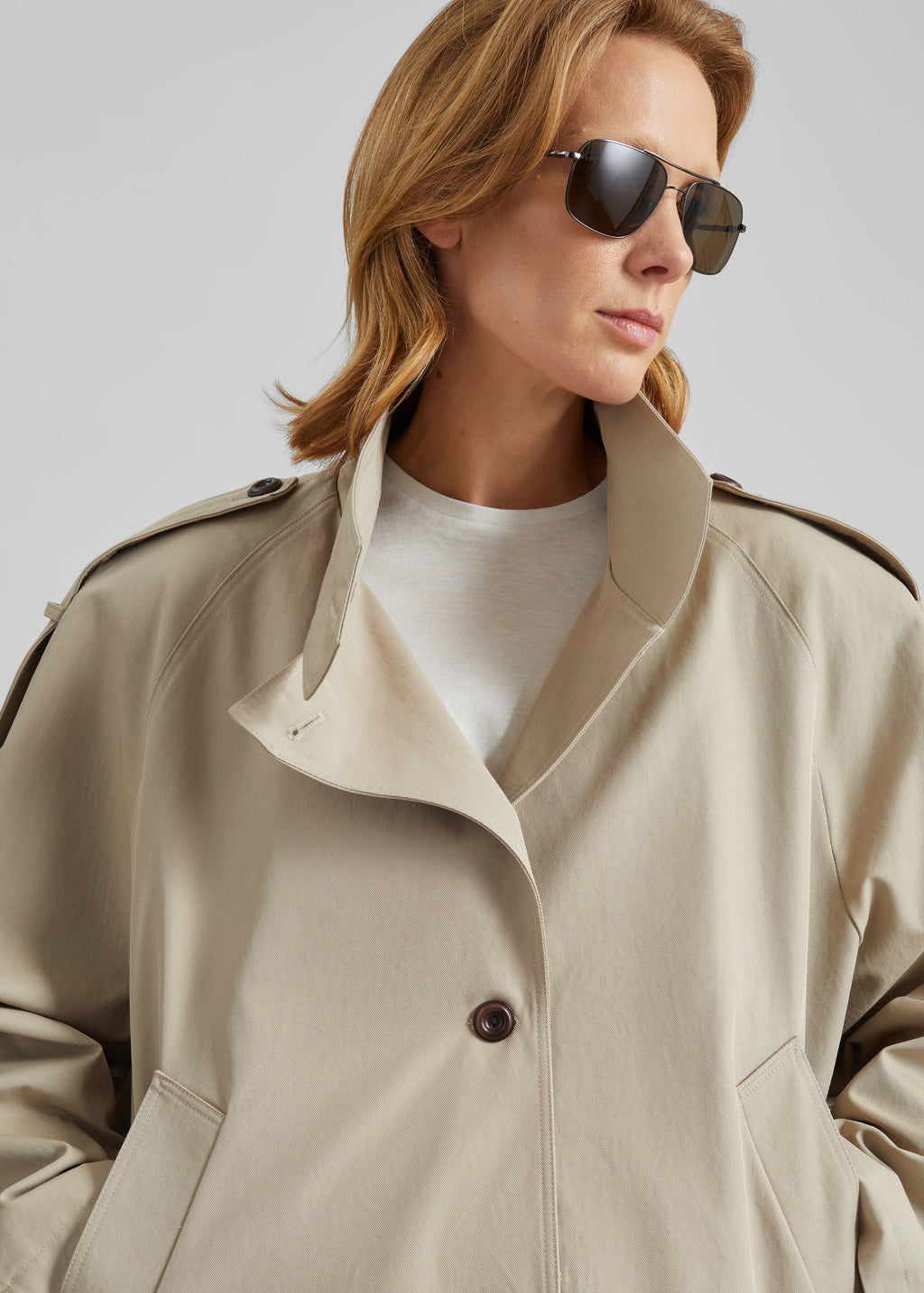 Vallby Belted Short Trench - Beige