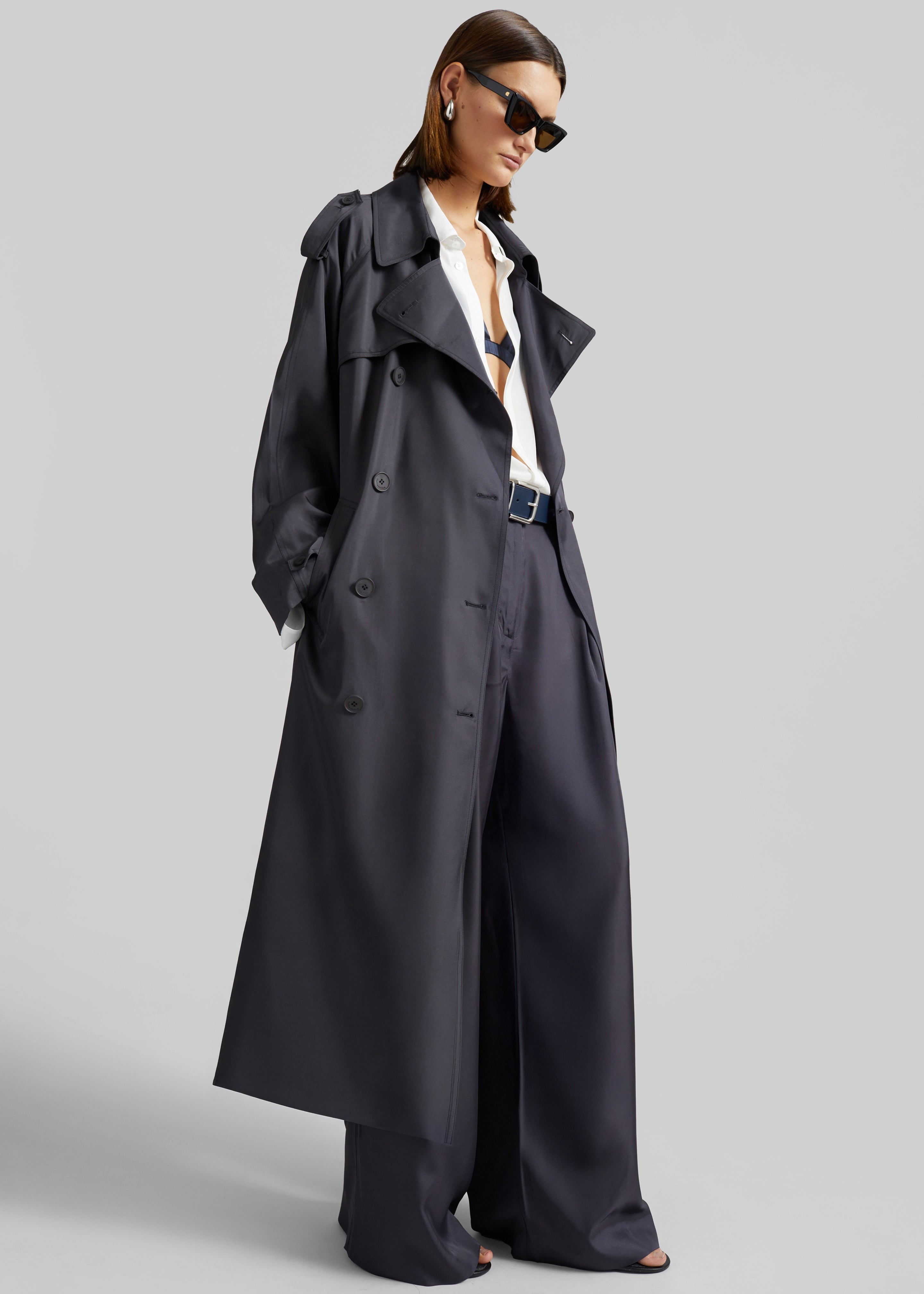 Veyron Silk Trench - Storm Grey