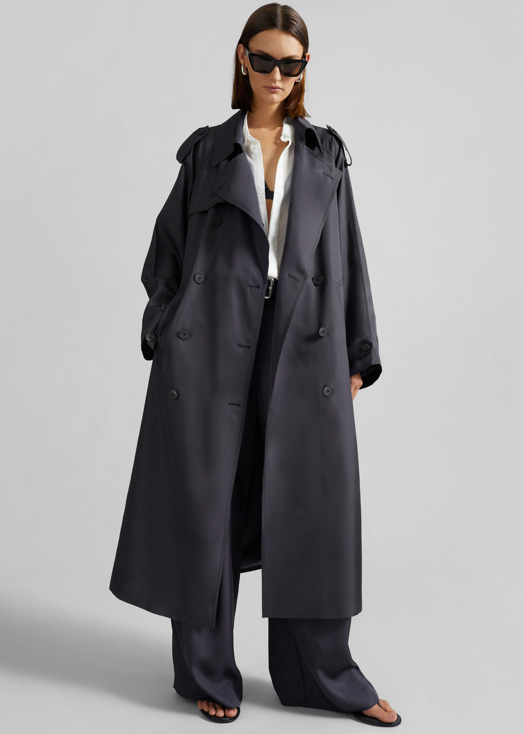 Veyron Silk Trench - Storm Grey