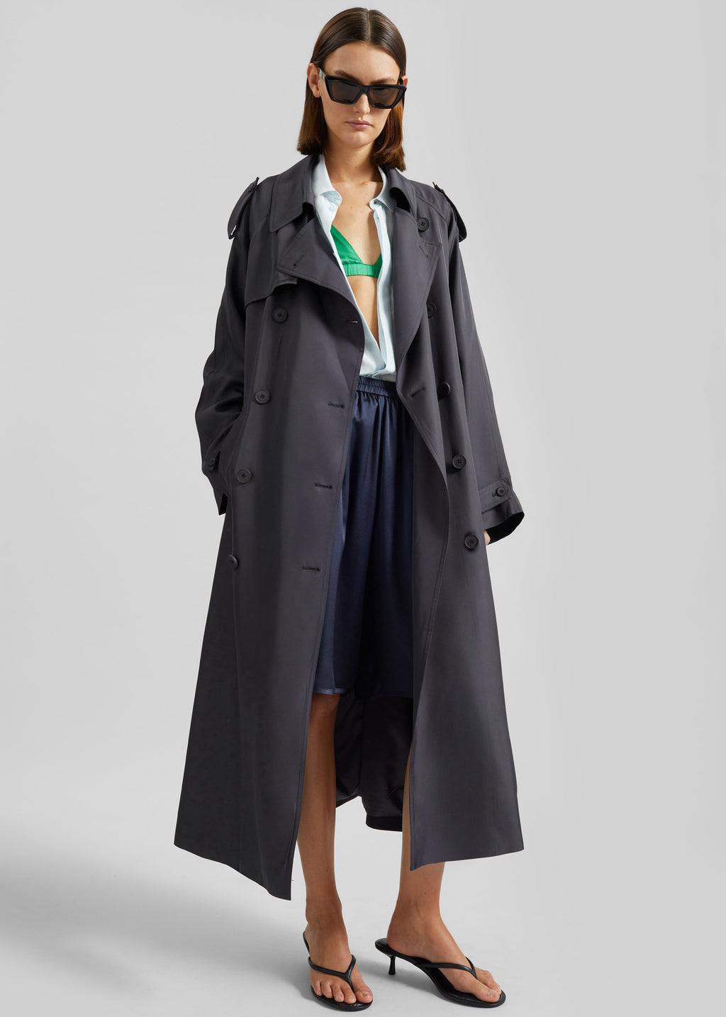 Veyron Silk Trench - Storm Grey
