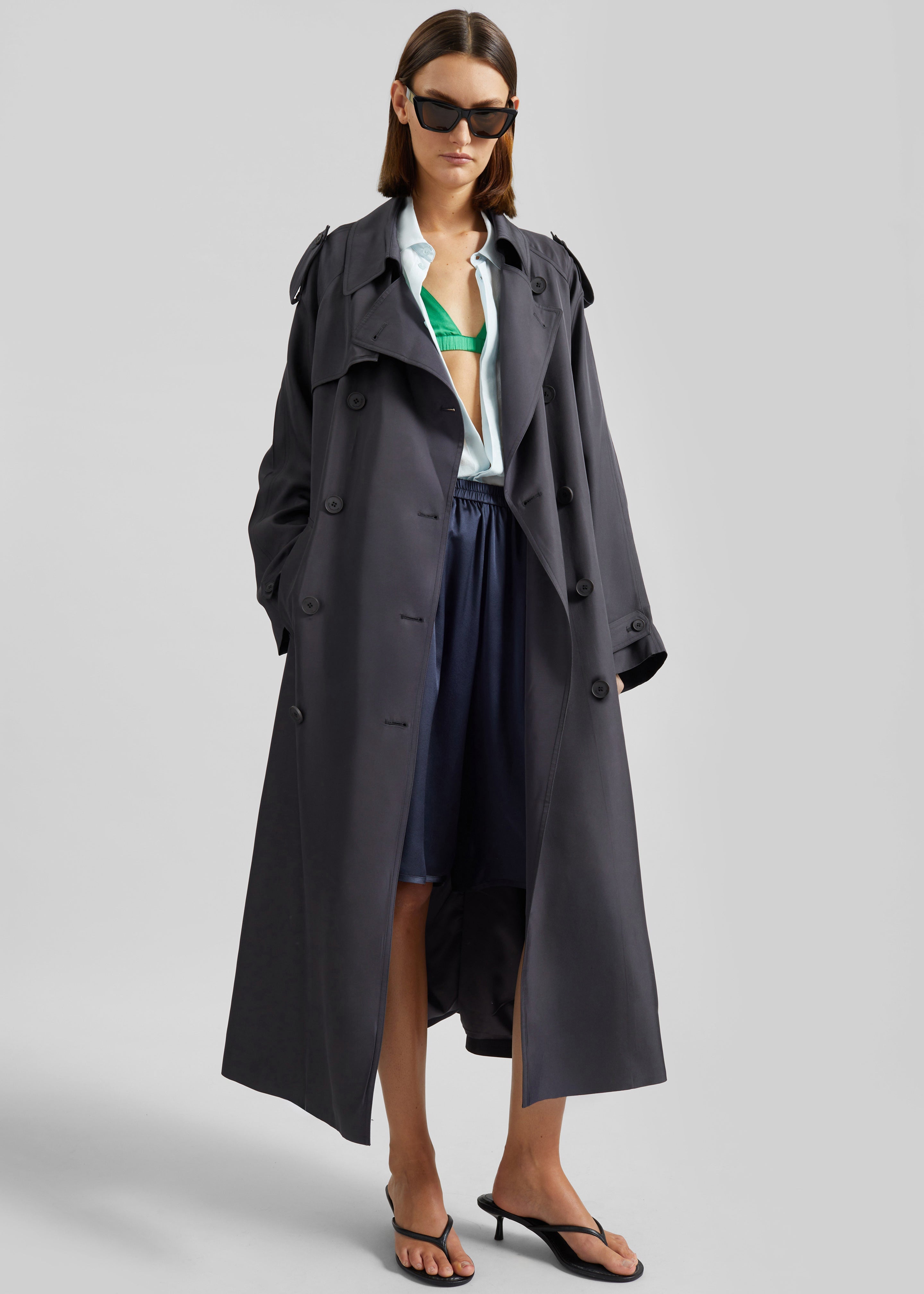 Veyron Silk Trench - Storm Grey