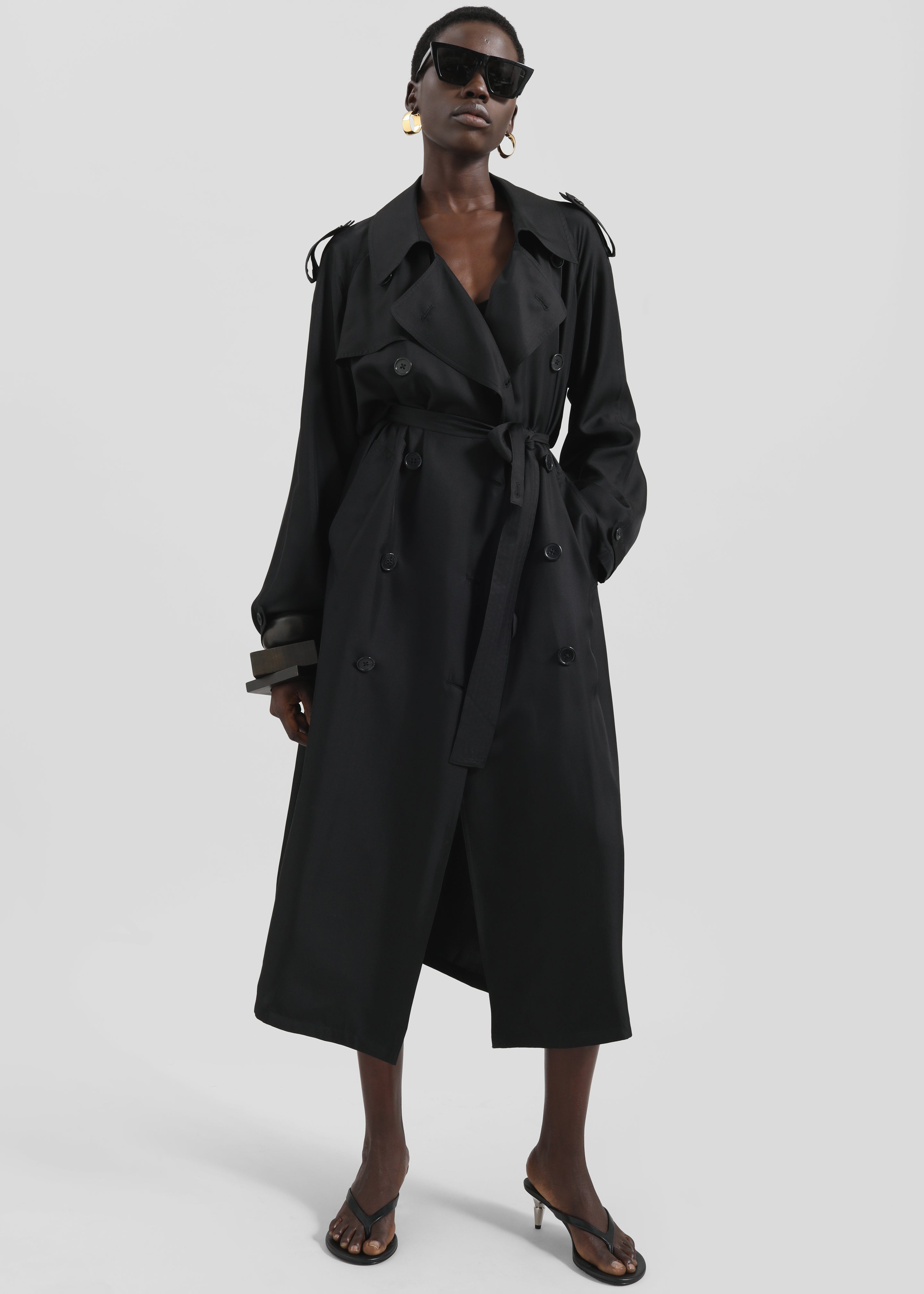 Veyron Silk Trench - Black