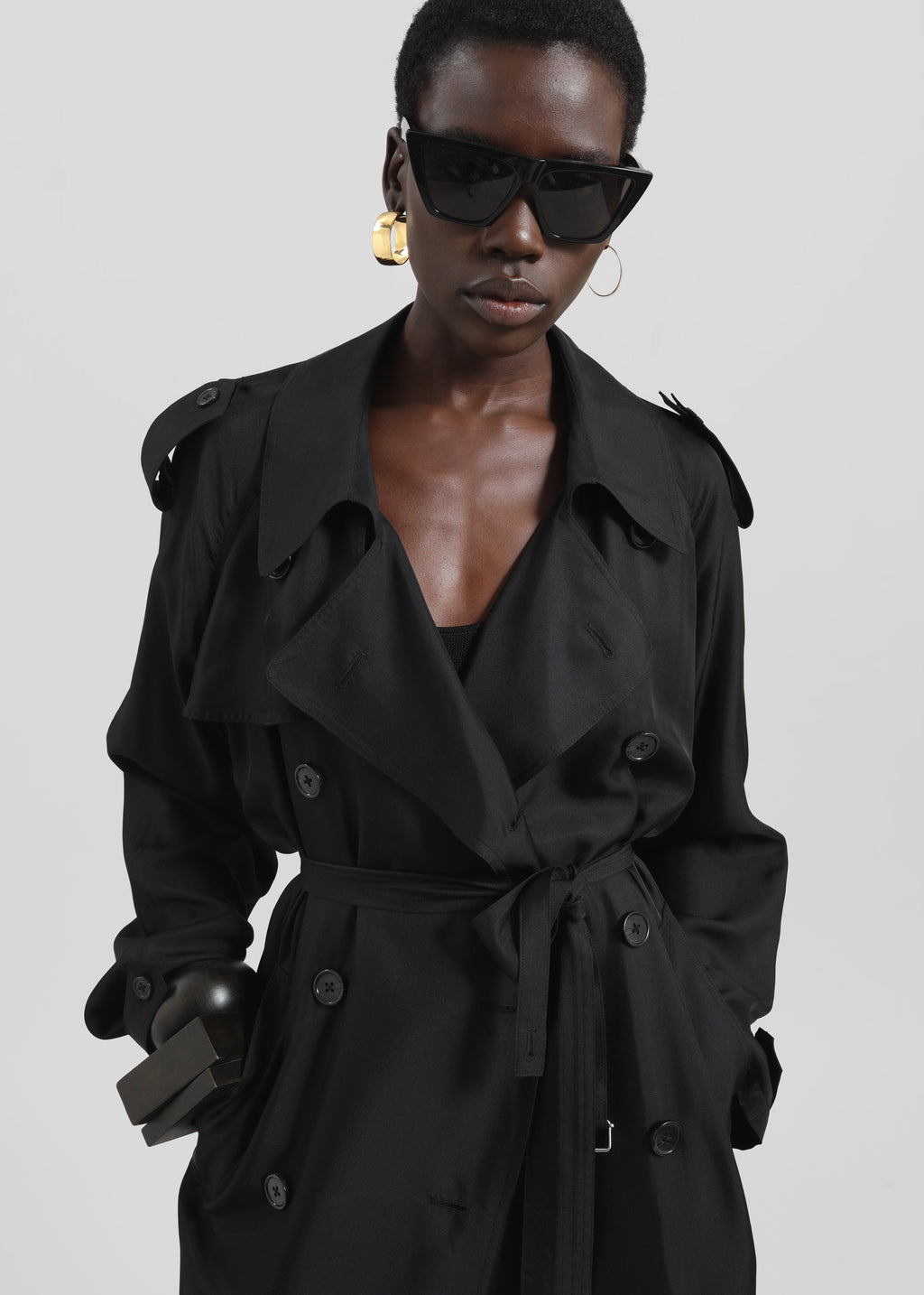 Veyron Silk Trench - Black