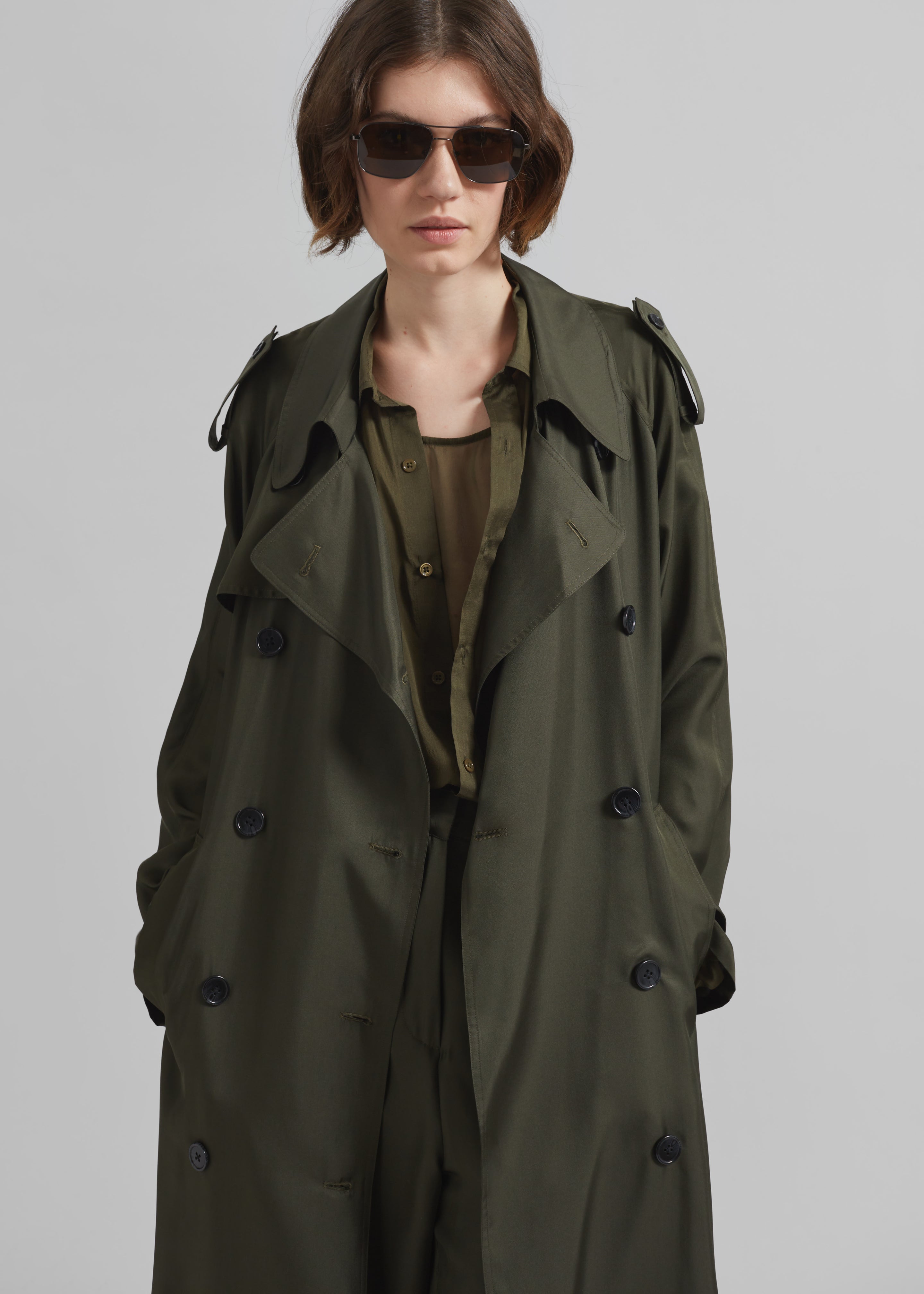 Veyron Silk Trench - Khaki