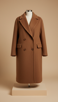 Double-Breasted Wool Coat in Chestnut