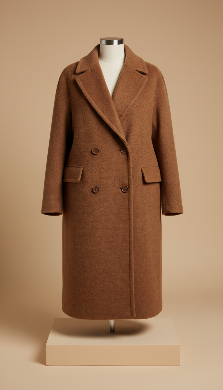 Double-Breasted Wool Coat in Chestnut